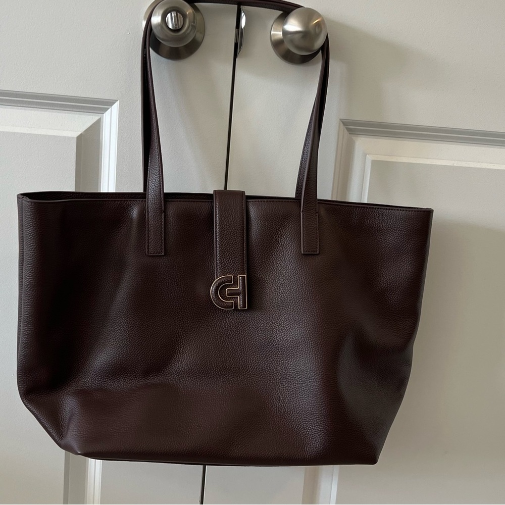 Elegant Cole Haan Brown Leather Tote Bag
